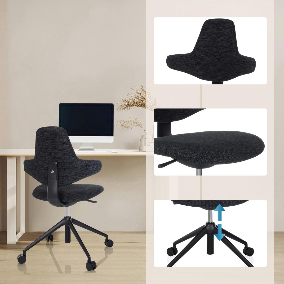 Drehstuhl Paliano Schwarz B: 58 cm - Schwarz, MODERN, Kunststoff/Textil (58/87 - 97/57cm) - MID.YOU