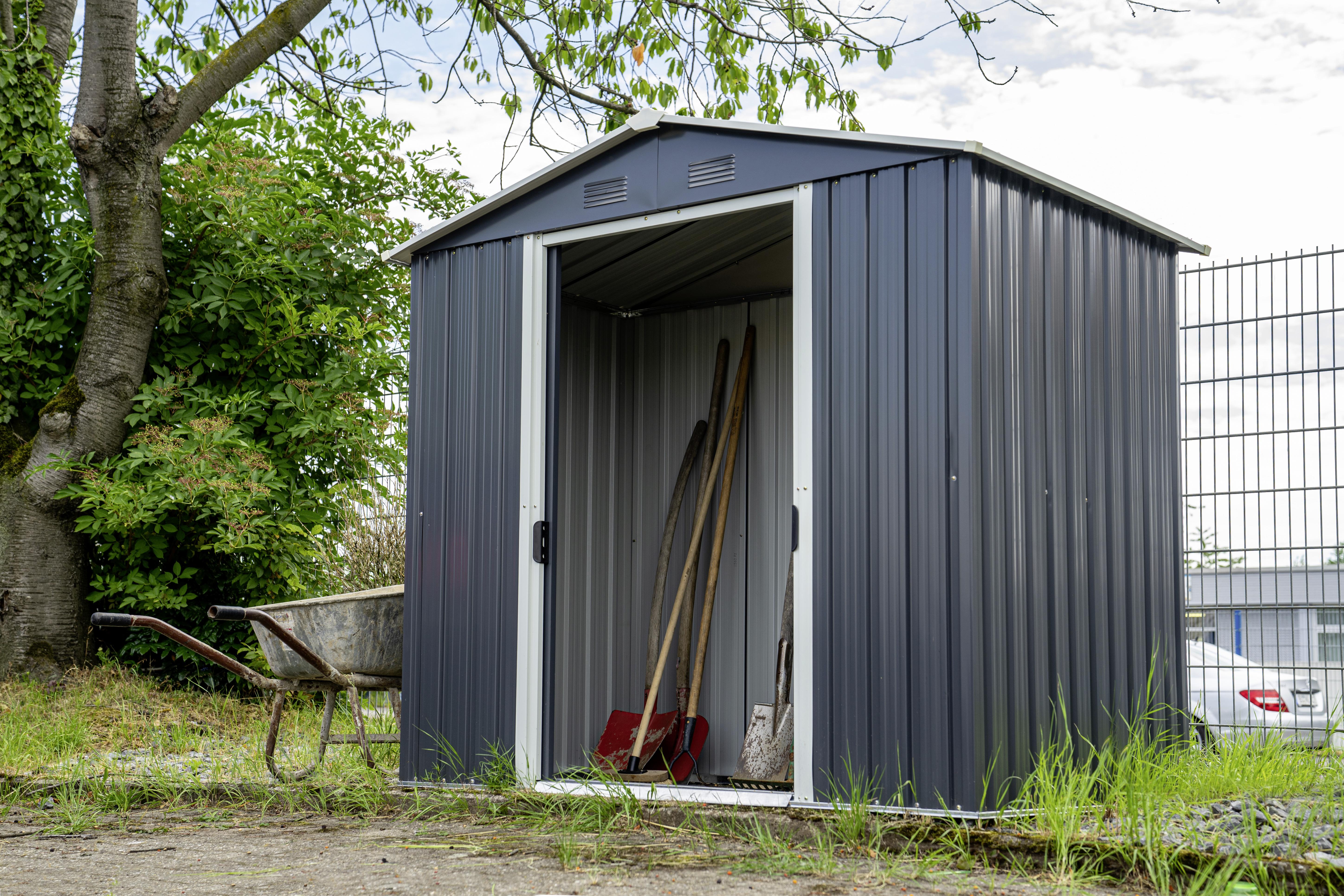Gerätehaus Ohne Boden 236x206x174 Cm - Anthrazit/Weiß, Basics, Metall (236/206/174cm)