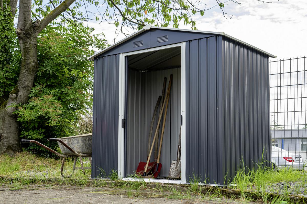 Gerätehaus Ohne Boden 236x206x174 Cm - Anthrazit/Weiß, Basics, Metall (236/206/174cm)