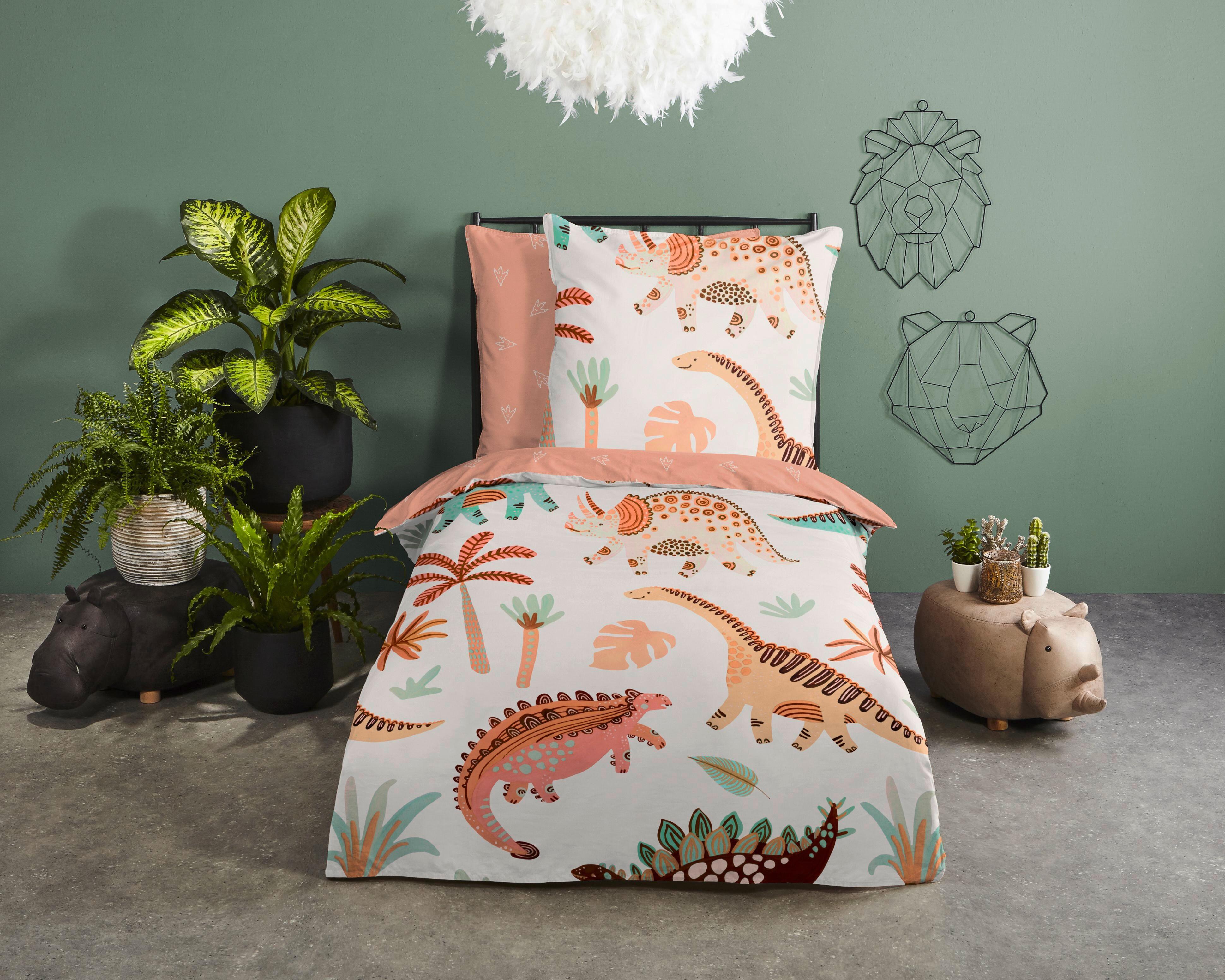 Kinderbettwäsche Dino Multicolor 140x200 cm - Multicolor, Trend, Textil (140/200cm)