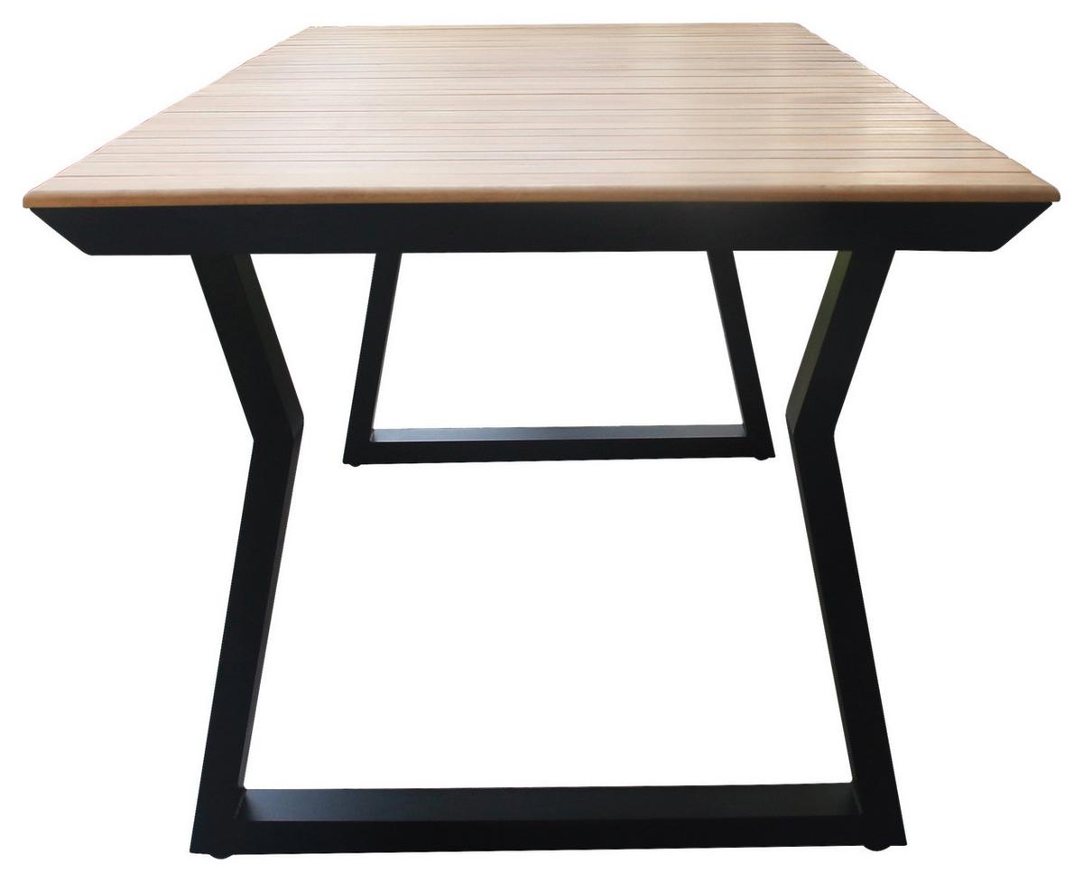 Gartentisch Teak-Exquisit L 200 cm - Schwarz/Alufarben, MODERN, Holz/Metall (200/90/75cm) - Beldano