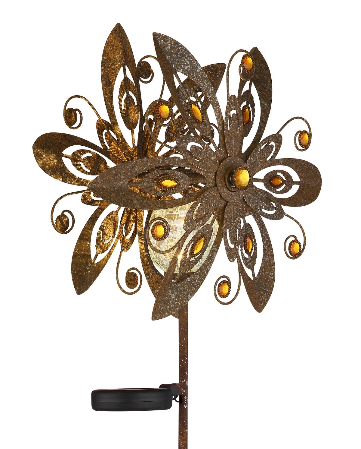 Solarleuchte 3000k, Warmweiß - Klar/Rostfarben, Design, Glas/Metall (32/17,5/124cm) - Globo