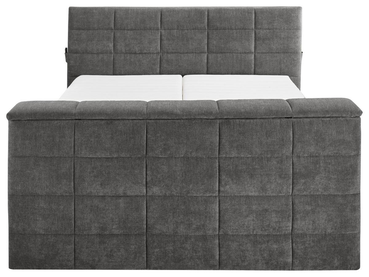 Boxspringbett Mit Topper 180x200 Cm Denver - Dunkelgrau, KONVENTIONELL, Textil (180/200cm) - Carryhome