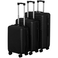 Reisekoffer Set 3-tlg Florenz 4 Rollen Hartschale - Schwarz, Basics, Kunststoff/Textil - Ondega