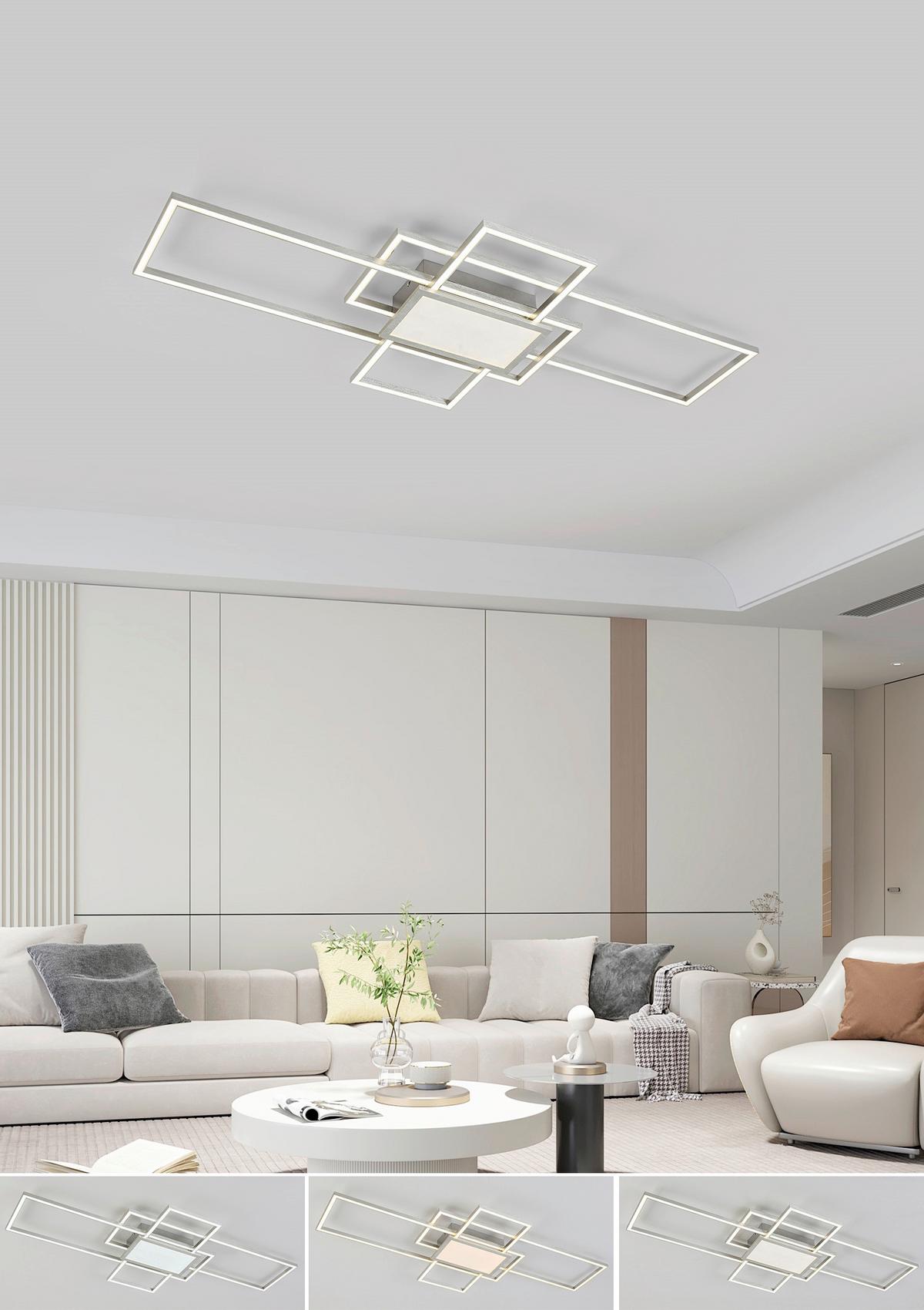 LED-Deckenleuchte Christina 50W 7000lm 3000-6000K dimmbar - Alufarben/Nickelfarben, Basics, Kunststoff/Metall (100/45,8/7,3cm) - Luca Bessoni