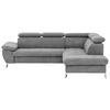 Ecksofa Mit Schlaffunktion Und Bettkasten Gisele Grau - Chromfarben/Hellgrau, KONVENTIONELL, Textil (256/209cm) - Livetastic