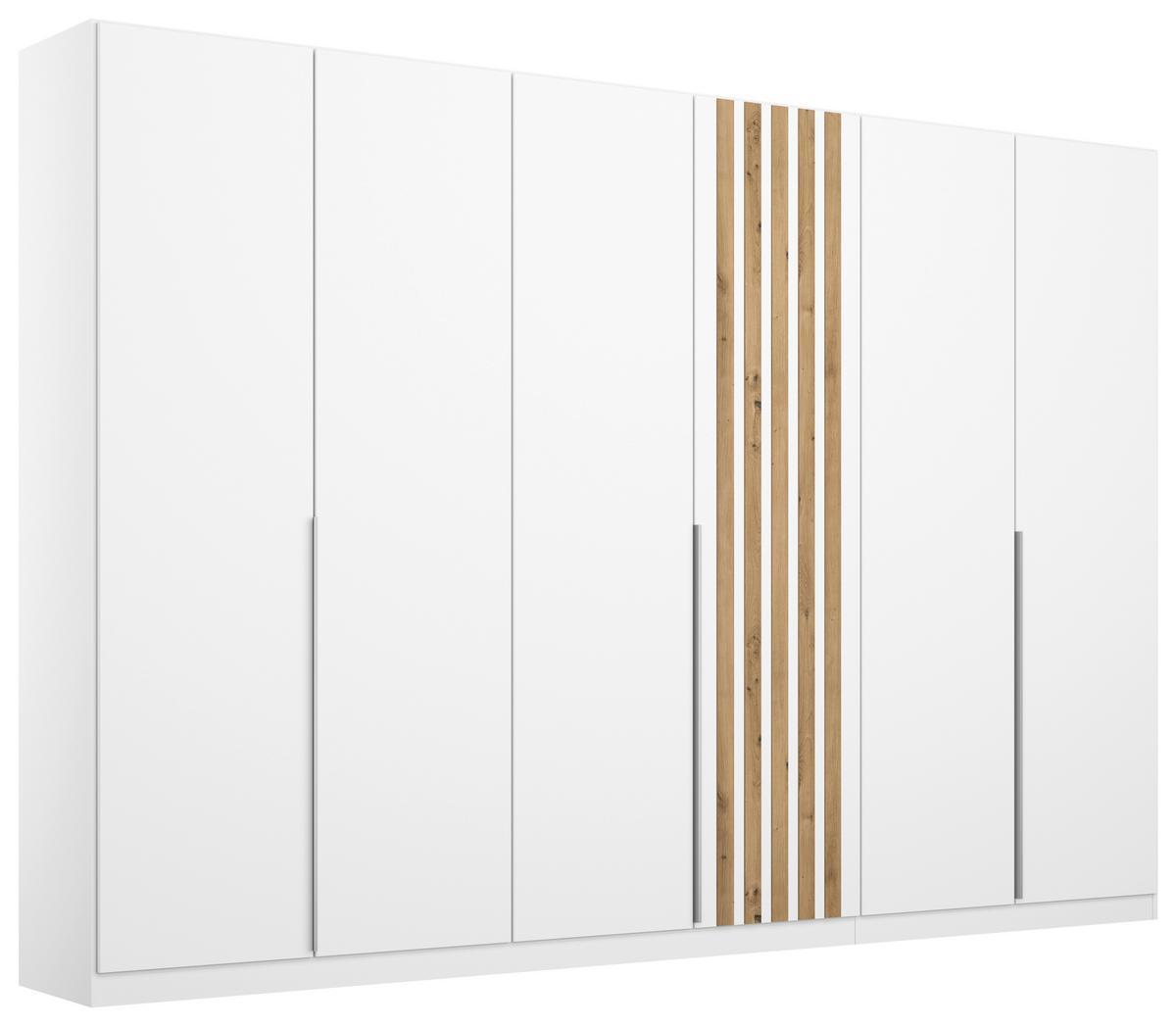 Drehtürenschrank 271 cm Lamella Weiß/Eiche Dekor - Weiß/Eiche Artisan, MODERN, Holzwerkstoff (271/210/54cm) - Rauch Möbel