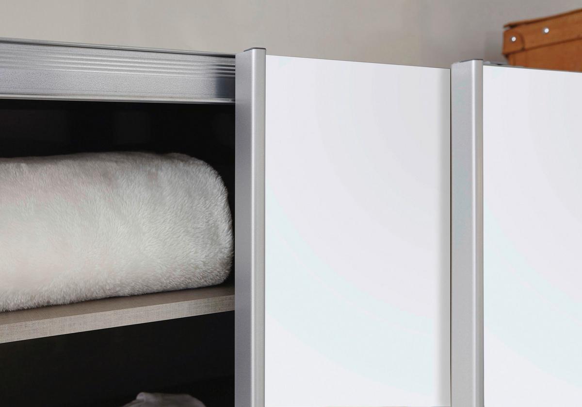 Schwebetürenschrank Stoke Weiß/ Alufarben B: 131 Cm - Alufarben/Weiß, MODERN, Holzwerkstoff (131/210/59cm) - Rauch Möbel