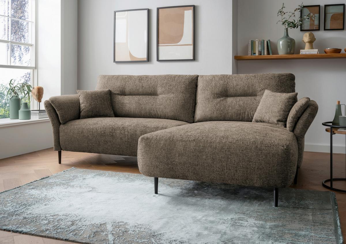 Ecksofa Piatelli Cappuccino S: 269x172 cm - Schwarz/Cappuccino, MODERN, Textil (269/172cm) - MID.YOU