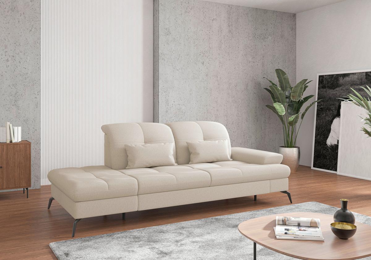 Récamiere Amica E, Creme B: 231 Cm - Creme/Schwarz, KONVENTIONELL, Textil (231/90/122cm) - Sit & More