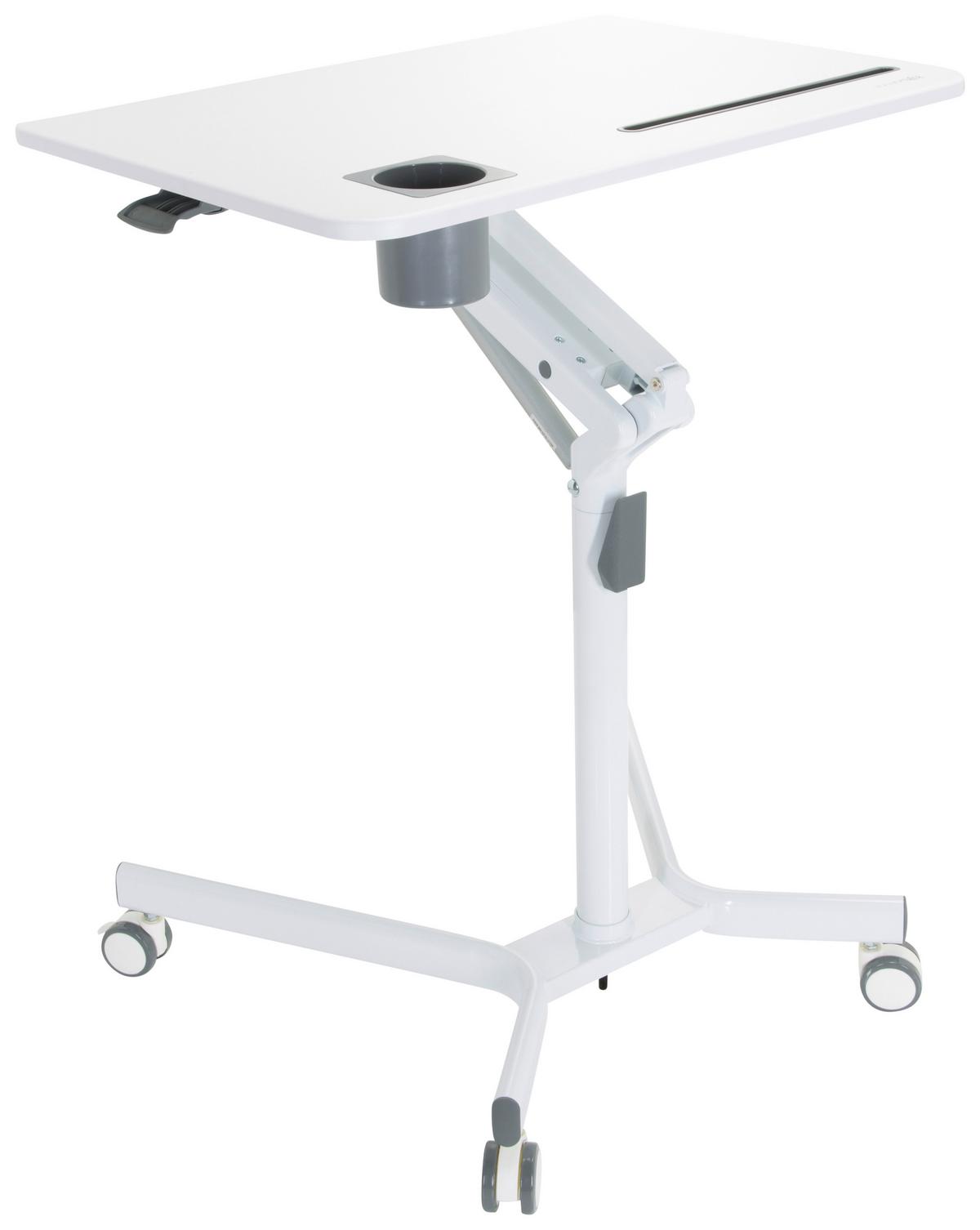 Stehschreibtisch Stand Vm-Su höhenverstellbar Weiß - Weiß, Basics, Holzwerkstoff/Kunststoff (77/73-105/57cm) - MID.YOU