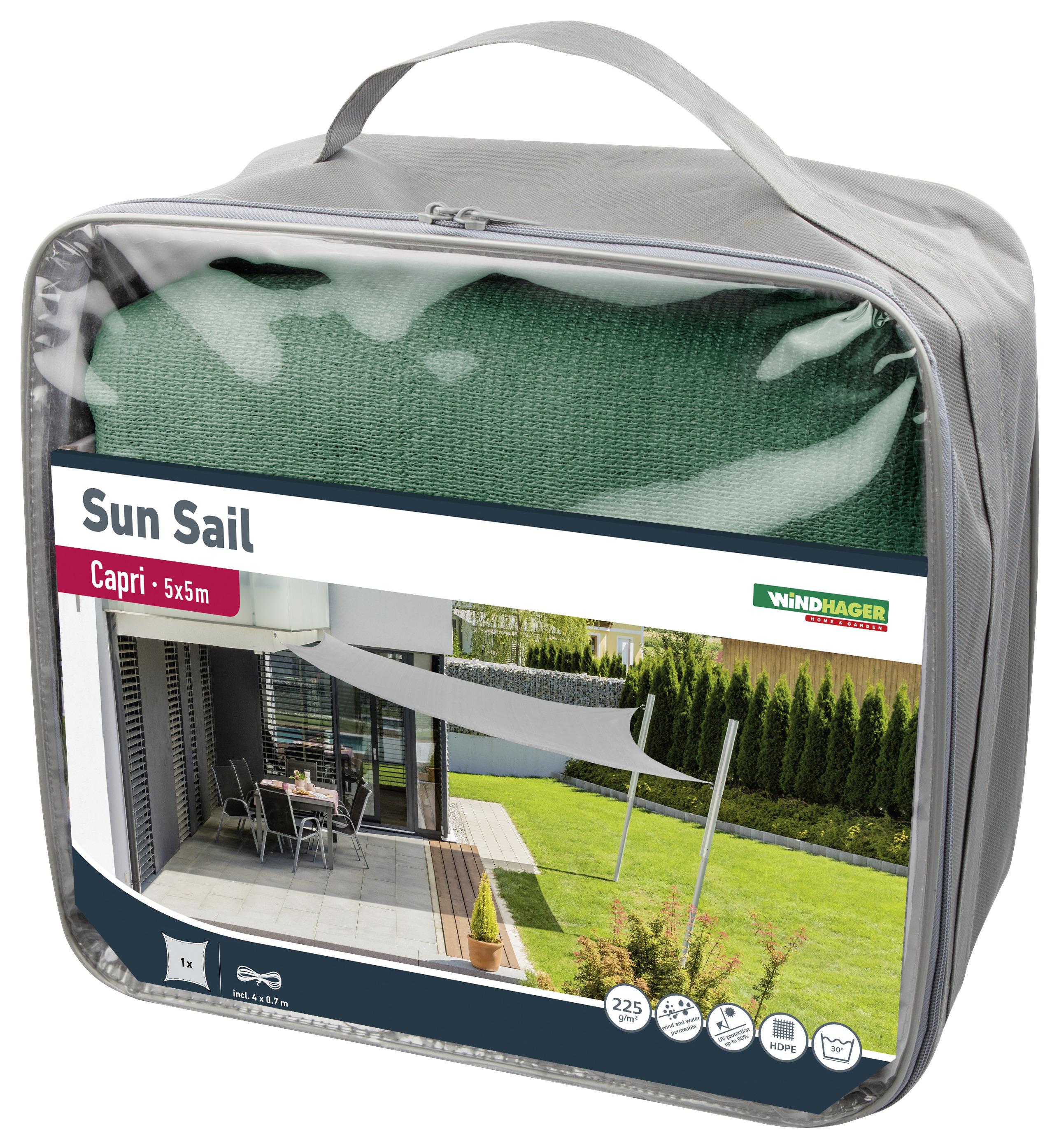 Sonnensegel Quadrat 5x5 m - Olivgrün, Basics (500/500cm)