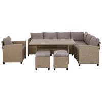 Loungegarnitur 6-Tlg. Porto II aus Kunststoff mit Kissen - Hellgrau/Braun, MODERN, Kunststoff/Textil (232/175cm) - Luca Bessoni