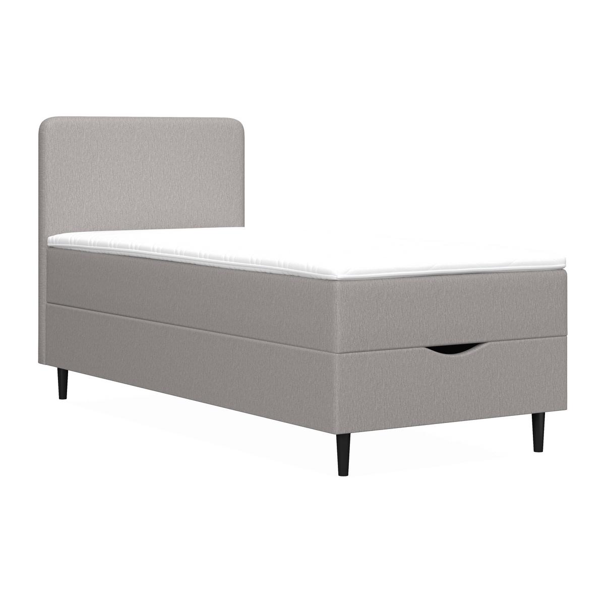 Boxspringová postel VIDA 90x200, šedá, s topperem - šedá/černá, Moderní, dřevo/textil (90/200cm) - Bessagi Home