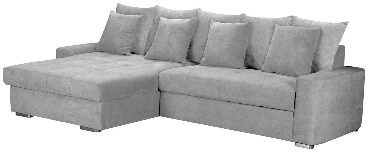 Ecksofa mit Schlaffunktion Salvador und Bettkasten Grau - Wengefarben/Silberfarben, MODERN, Holz/Textil (164/293cm) - MID.YOU