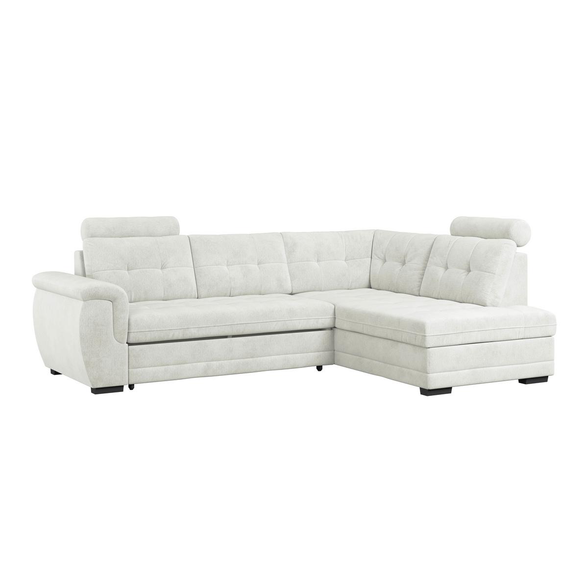 Ecksofa mit Schlaffunktion Falco new Creme 251x183 cm - Creme/Schwarz, KONVENTIONELL, Textil (251/183cm) - Ondega