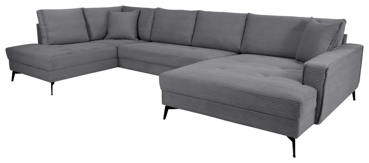 Wohnlandschaft Zero D-Grau U-Form 195x362x173 cm - Dunkelgrau/Schwarz, Trend, Textil (195/362/173cm)