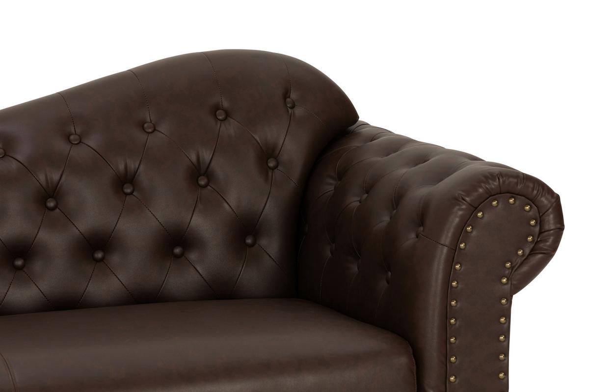 Chesterfield-sofa Christel Braun 3-Sitzer B: 208 Cm - Dunkelbraun/Braun, KONVENTIONELL, Textil (208/94/90cm) - Livetastic
