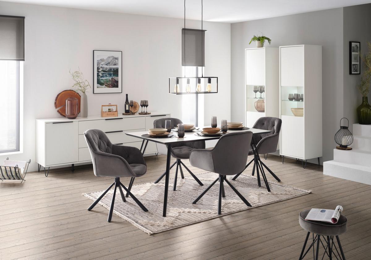 Široká komoda BOUNTY 216cm - bílá/černá, Moderní, kov/kompozitní dřevo (216/82/45cm) - Mömax