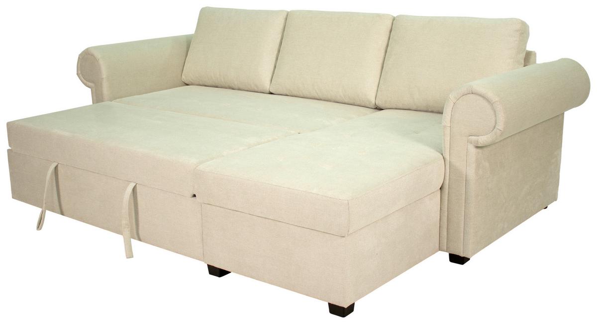 Ecksofa Oslo Creme B: 260 cm - Creme, ROMANTIK / LANDHAUS, Textil (260/85/155cm) - James Wood