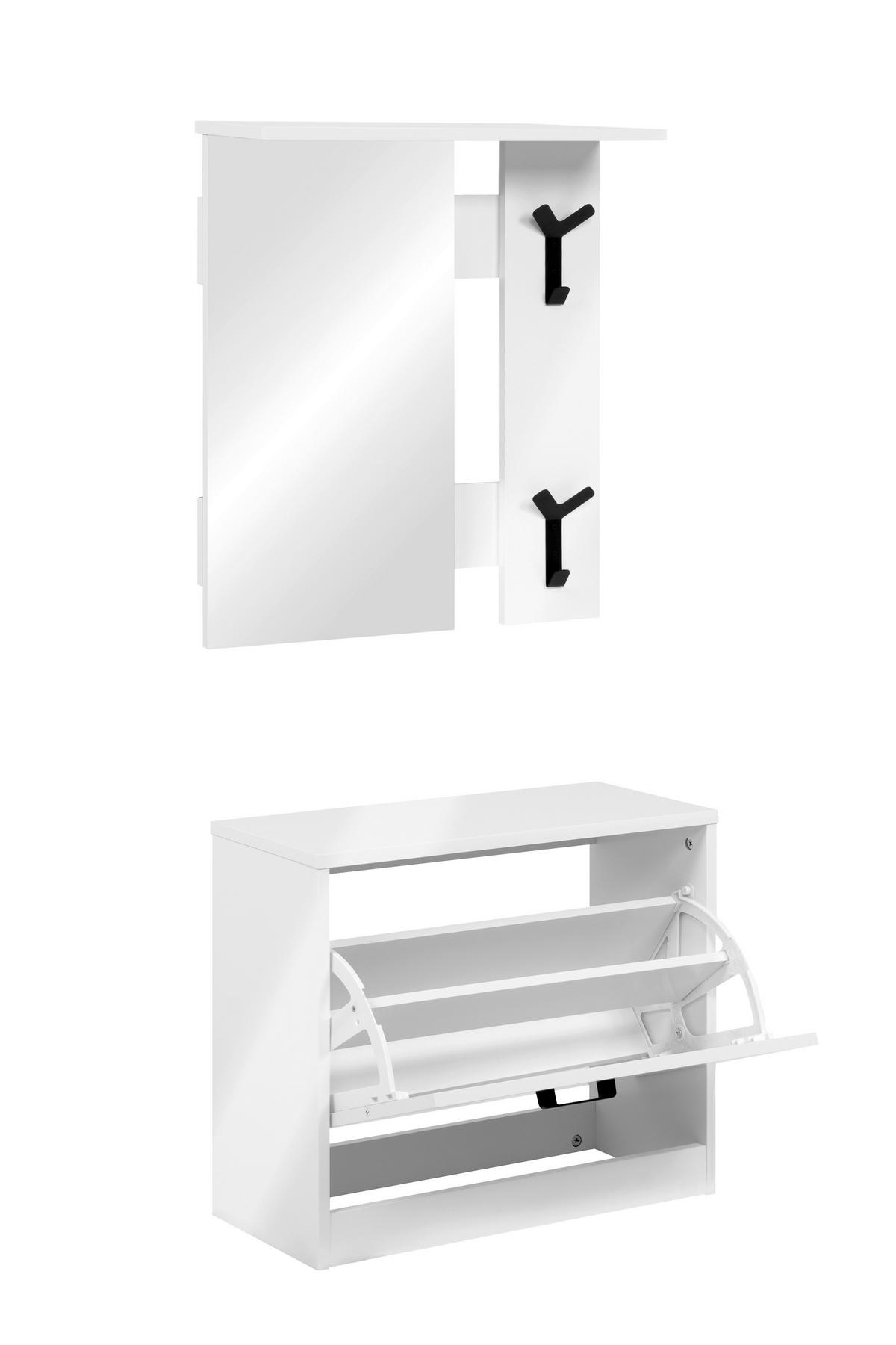 Garderobe Limone Weiß B: 56cm - Weiß, Design, Glas/Holzwerkstoff (56/180/24,5cm)