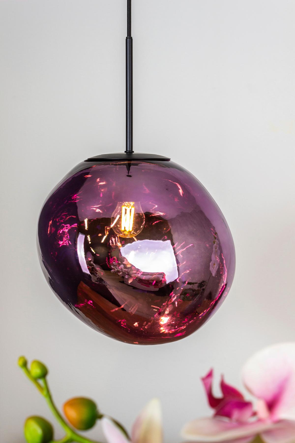 Hängeleuchte Canopus Lila D: 28 cm - Lila, Basics, Glas (28/150cm)