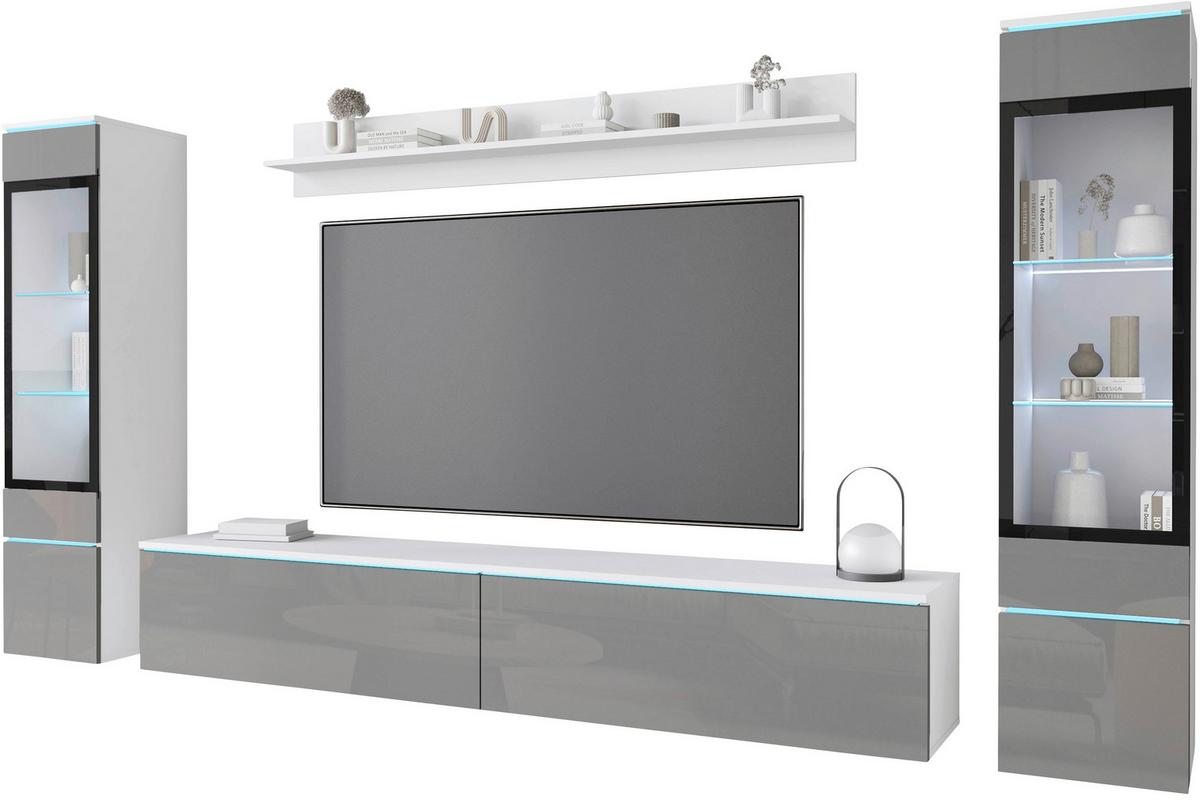 OBÝVACÍ STĚNA VERA II - bílá/šedá, Trend, kompozitní dřevo/plast (240/130/33cm)