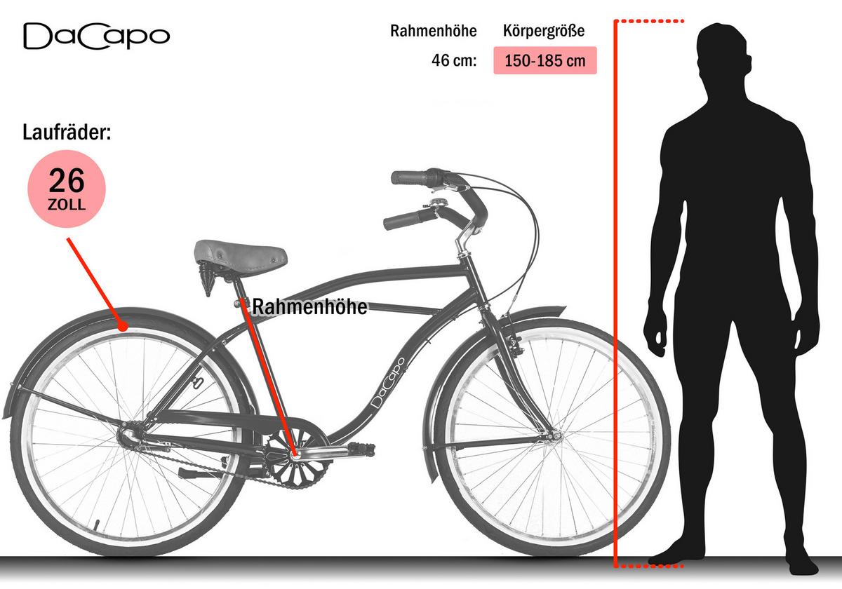 Beachcruiser Herren 26 Zoll - Blau, LIFESTYLE, Metall (25/140/60cm)