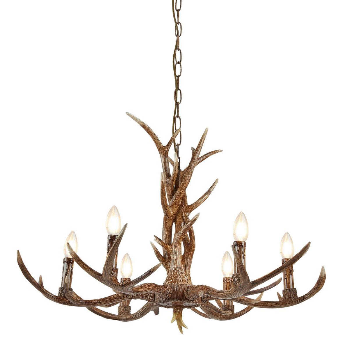 Csillár 6416-6br Stag - barna, Trend, műanyag/fém (80/120cm) - Searchlight