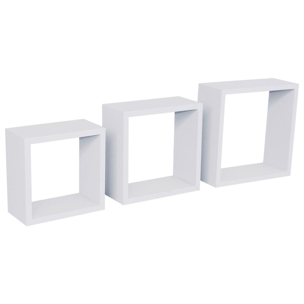 Wandregal Simple B: 30-27-24cm Weiß Dekor 3-teilig