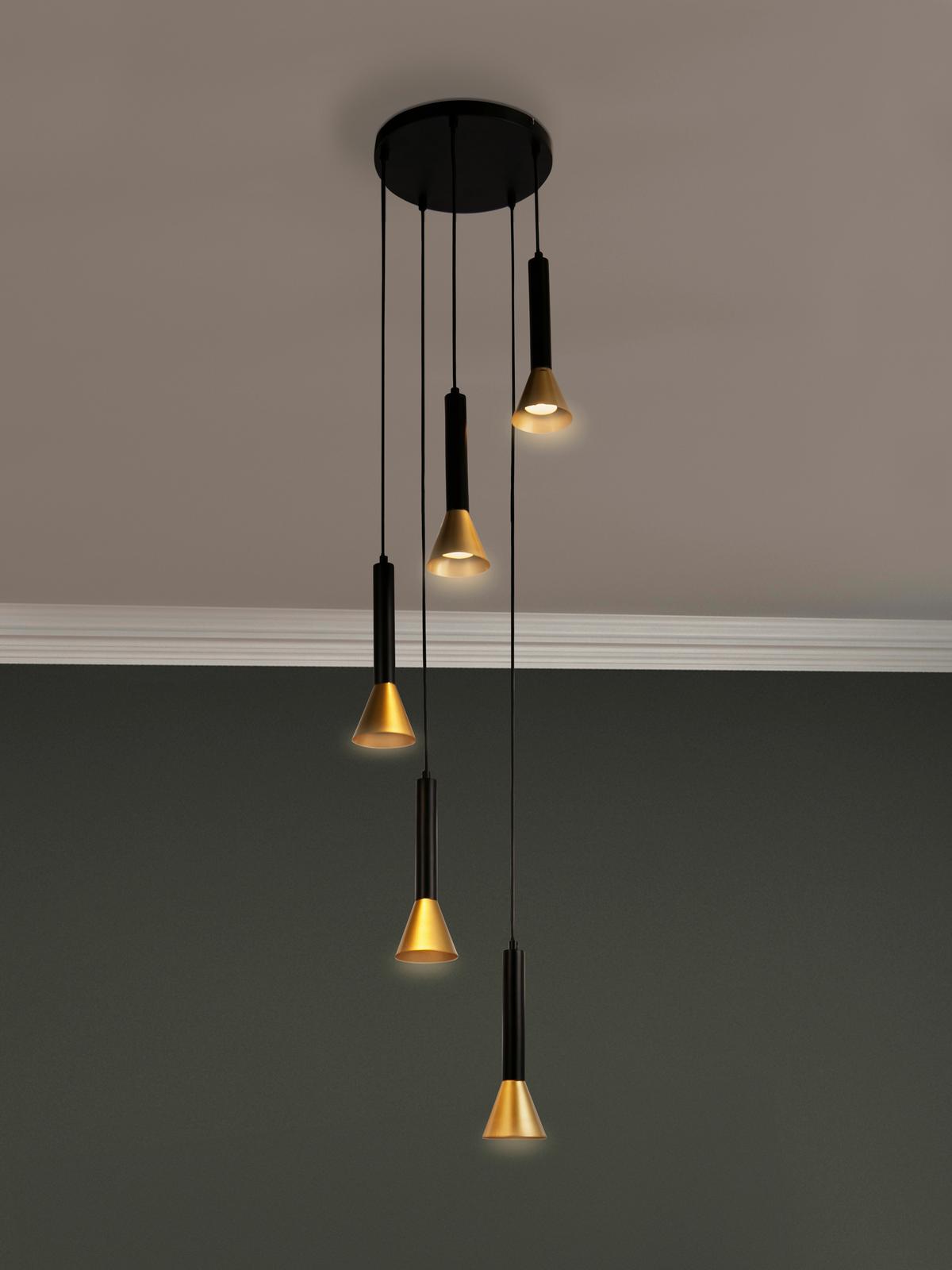 Hängeleuchte Signal 5lt 13611-5bgo - Goldfarben/Schwarz, Basics, Metall (37/28cm)