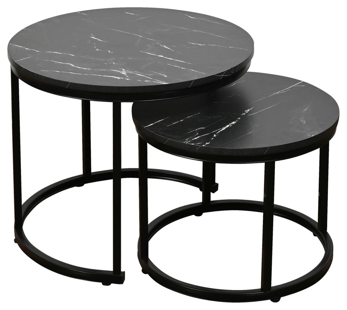 Beistelltisch Duo Schwarz B: 53 cm - Schwarz, Trend, Holzwerkstoff/Metall (53/53/45cm)