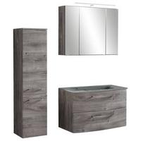 Badmöbel-Set 3-Tlg. Stockholm B: 110 cm Grau - Eichefarben/Grau, KONVENTIONELL, Glas/Holzwerkstoff (110cm) - Held