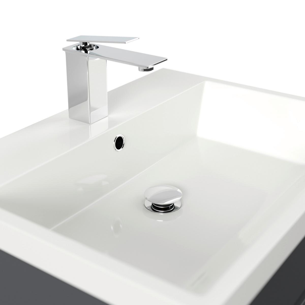 WASCHTISCHKOMBI Fellini,Graphitfarben B: 60 cm - Graphitfarben/Weiß, Basics, Keramik/Holzwerkstoff (60cm) - MID.YOU