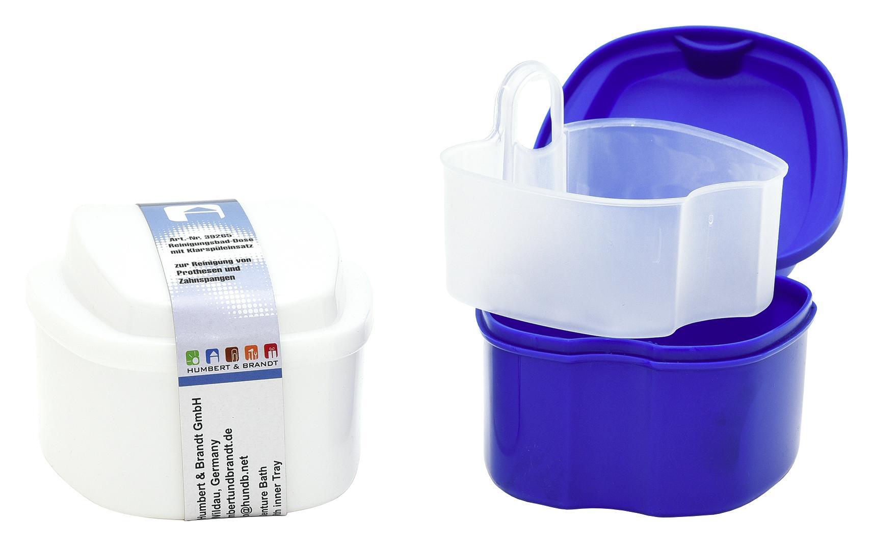 Gebissreiniger 9 X 7,5 cm - Blau/Weiß, Kunststoff (9/7,5/7,5cm)