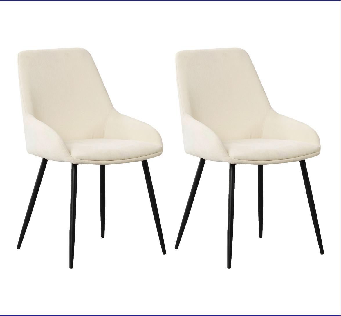 Stuhl-Set Cannes Creme/Weiß B: 52 cm - Creme/Schwarz, MODERN, Textil/Metall (52/86/44cm) - MID.YOU