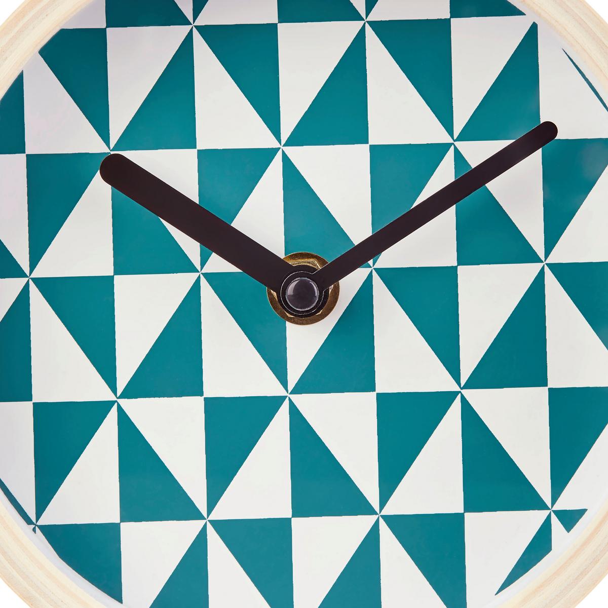 Standuhr Hercules - Blau/Naturfarben, MODERN, Glas/Holz (15/16/4,5cm) - Luca Bessoni