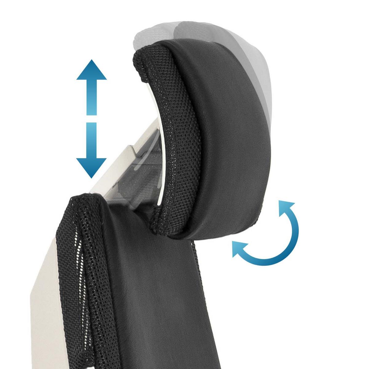 Drehstuhl Genidia  Pro White Echtleder Schwarz Bis 120kg - Schwarz/Weiß, MODERN, Leder/Kunststoff (57/119/46cm) - MID.YOU