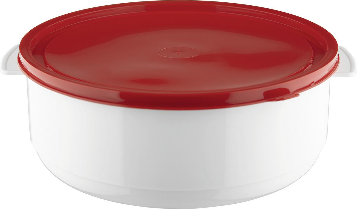 Mikrowellenschüssel mit Deckel Ricco D/H: 20/10,4 cm - Rot/Weiß, KONVENTIONELL, Kunststoff (20/10,4cm)