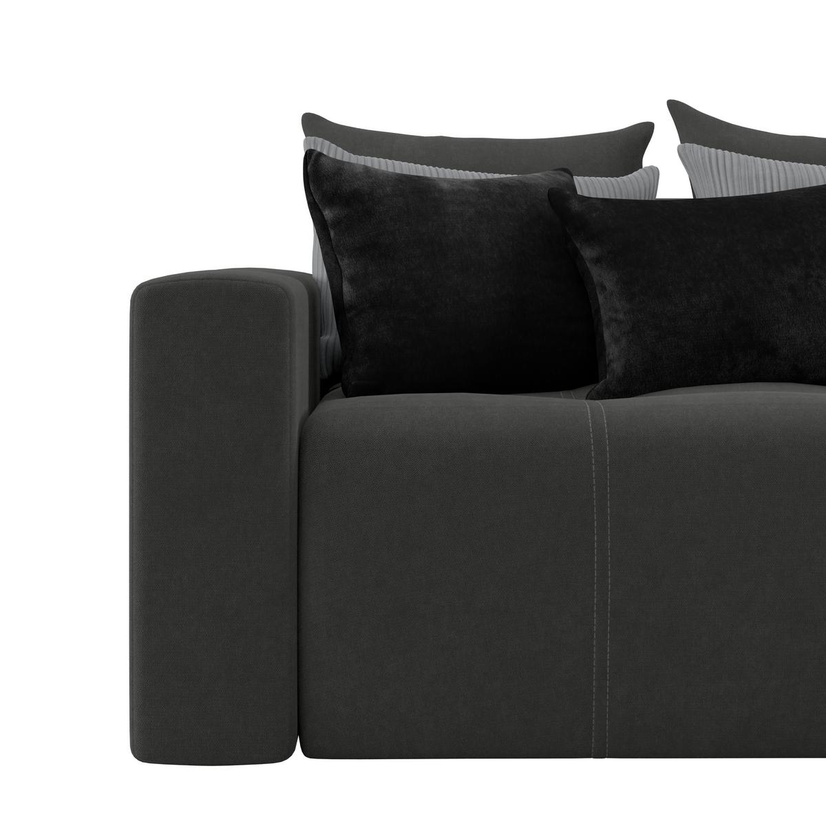 Big Sofa Mit Schlaffunktion Hanna B: 280 Cm Grau - Schwarz/Grau, MODERN, Textil (280/87/145cm)