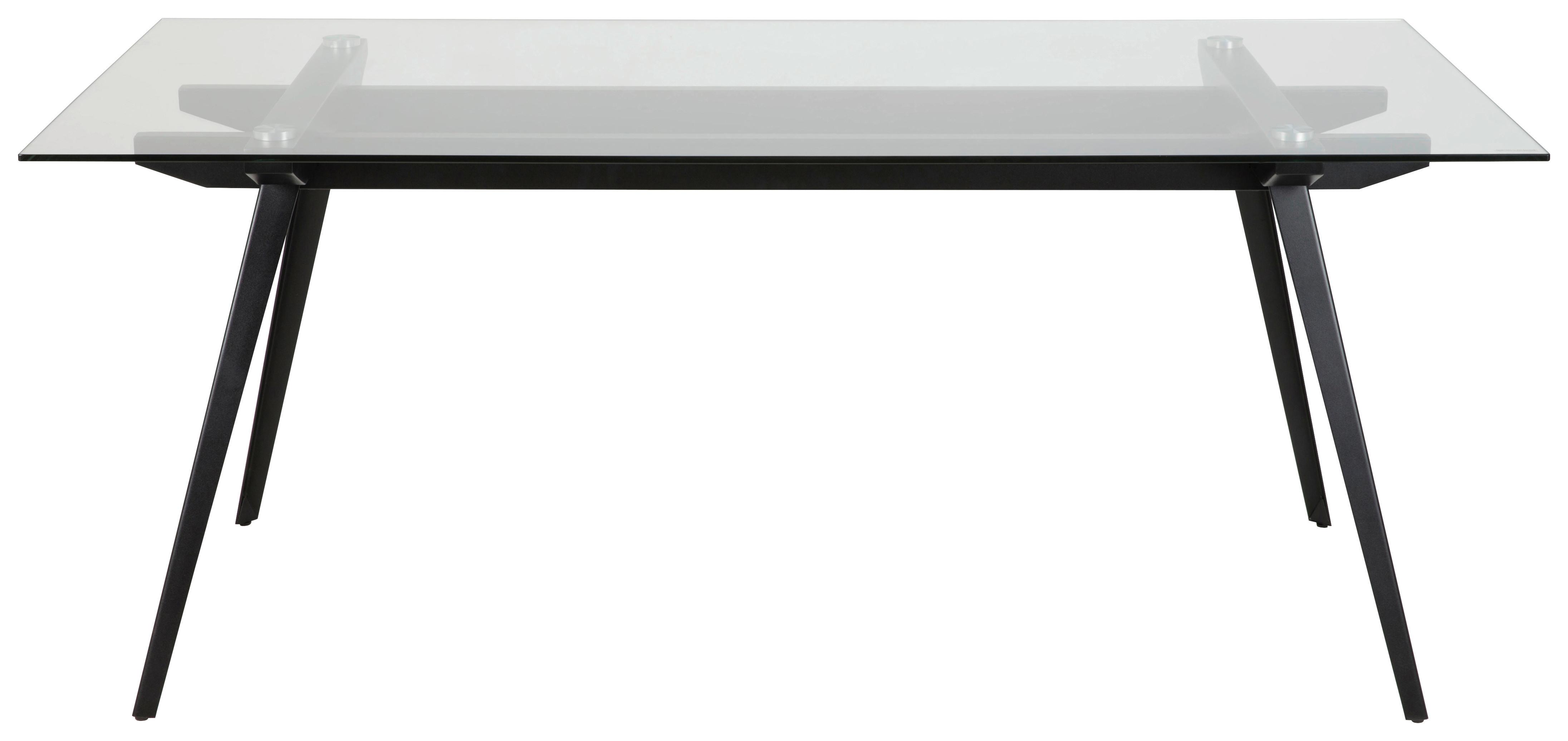 MID.YOU Esstisch Monti 180x90 cm Klarglas/Schwarz