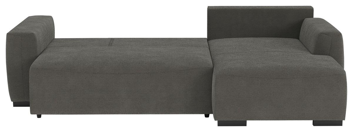 Ecksofa mit Bettfunktion Giro Cord anthrazit, B: 252cm - Anthrazit/Schwarz, Trend, Textil (252/170cm) - MID.YOU