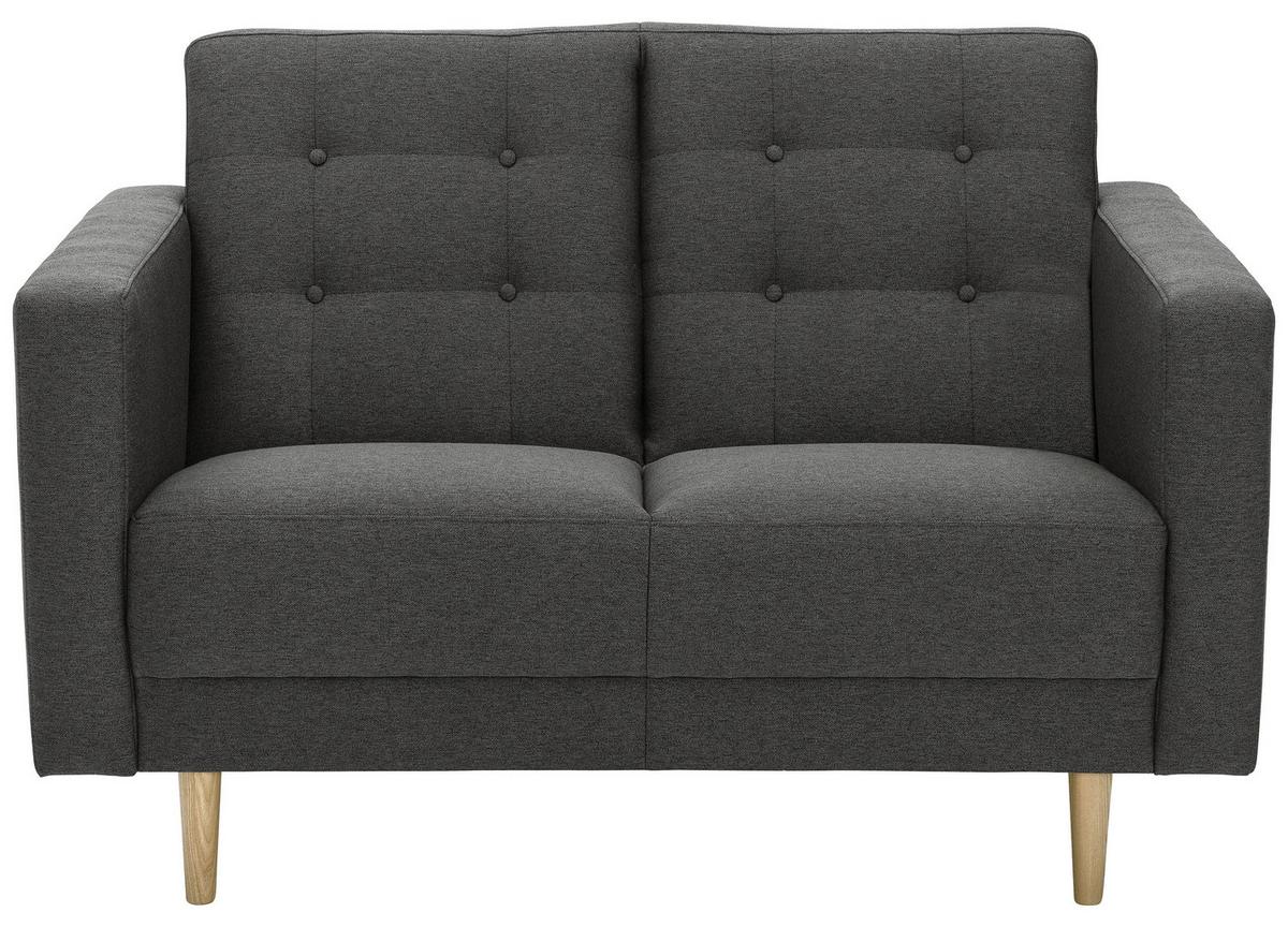 2-Sitzer-Sofa + Schlaffunktion Jasmin mit Armlehnen Anthrazit - Eschefarben/Anthrazit, MODERN, Textil (128/81/83cm) - Max Winzer