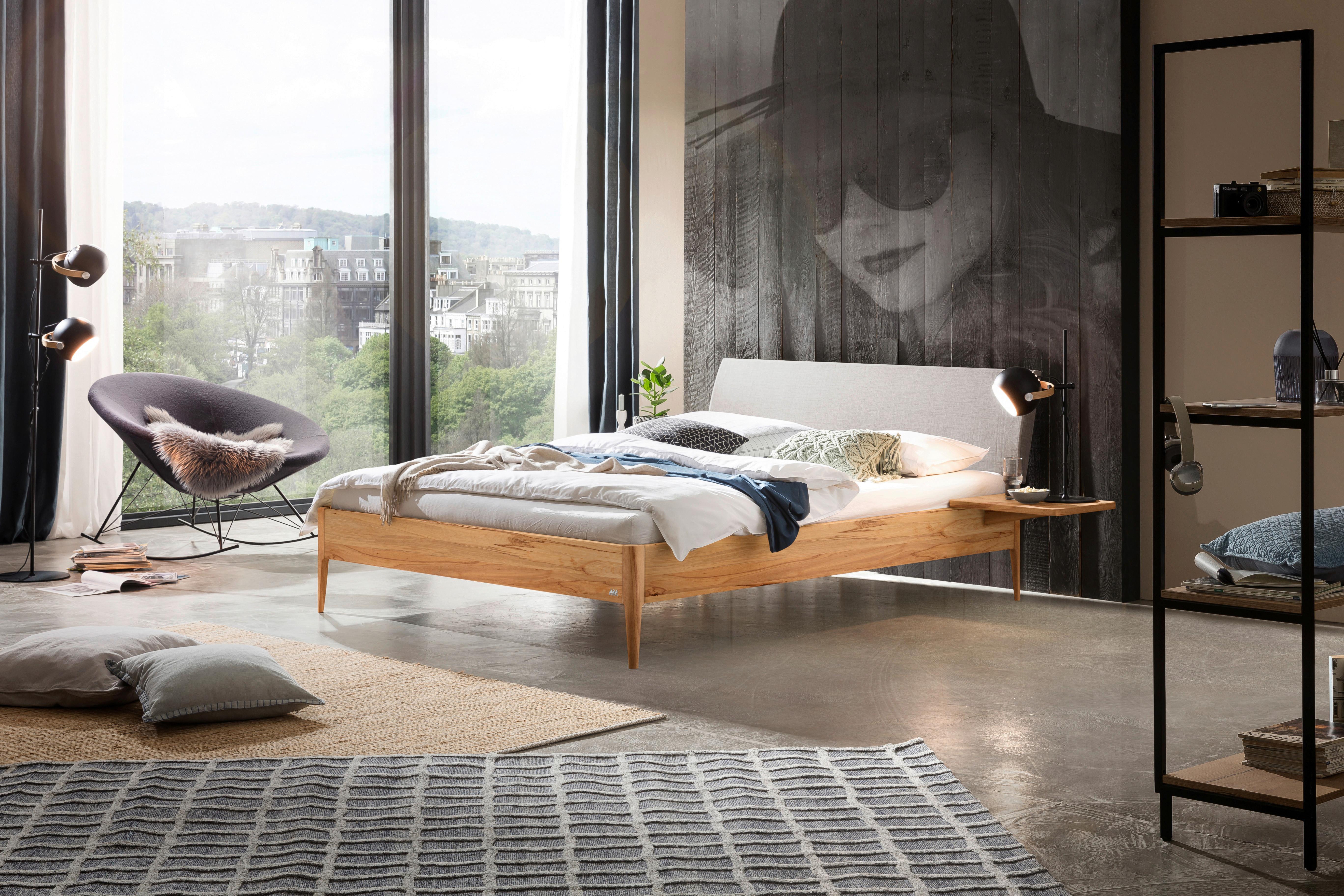 Bett Fanano Buchefarben 140x200 Cm - Buchefarben/Hellgrau, KONVENTIONELL, Holz/Textil (140/200cm) - Hasena