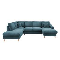Wohnlandschaft Valentina - Petrol/Naturfarben, KONVENTIONELL, Textil (200/301/150cm) - P & B