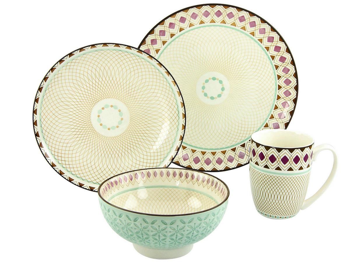 Kombinovaný servis MANDALA, 16-dielna - viacfarebná, Basics, keramika - Creatable