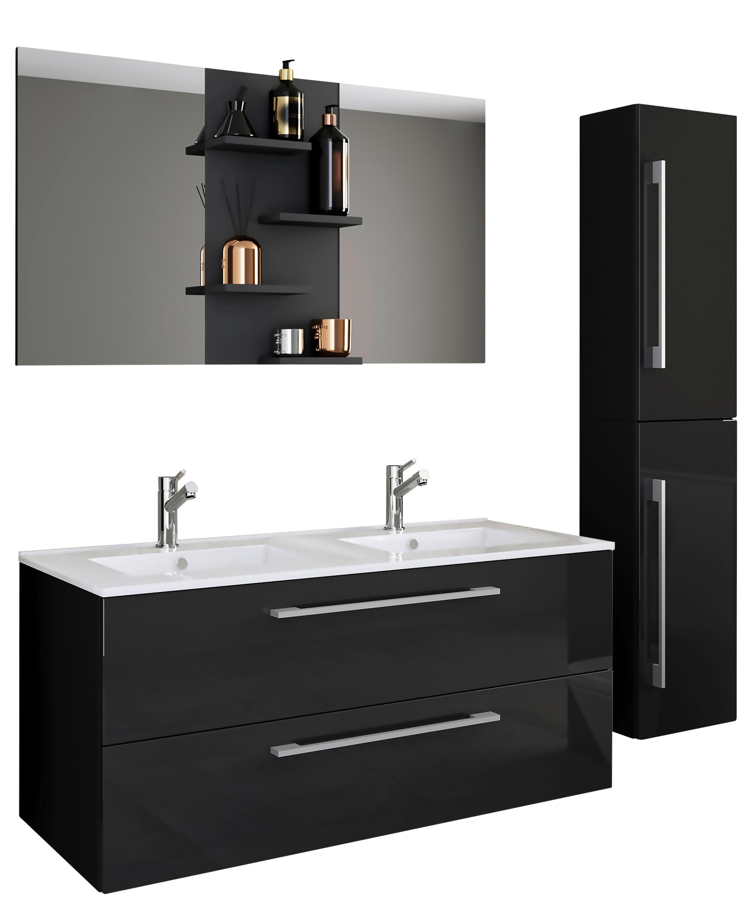 Badmöbel-Set 3--Teilig. hängend Budasi 112 cm Schwarz