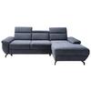 Ecksofa Rima - Silberfarben/Dunkelblau, MODERN, Textil (262/182cm) - Trendmanufaktur