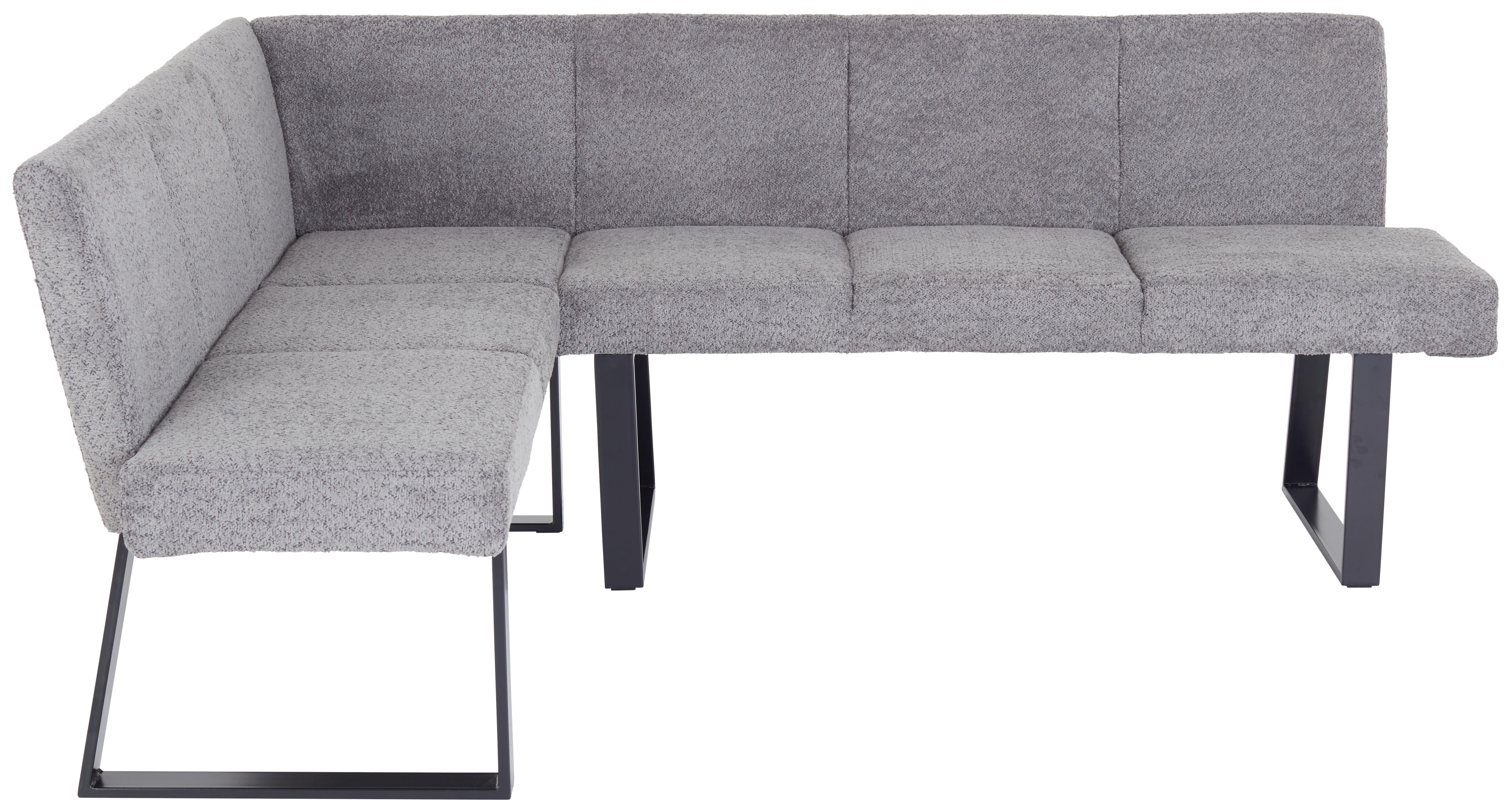 Eckbank Grau Polyester/Eisen Tampa ca. 160x202 cm - Schwarz/Grau, MODERN, Textil/Metall (160/202cm) - Livetastic