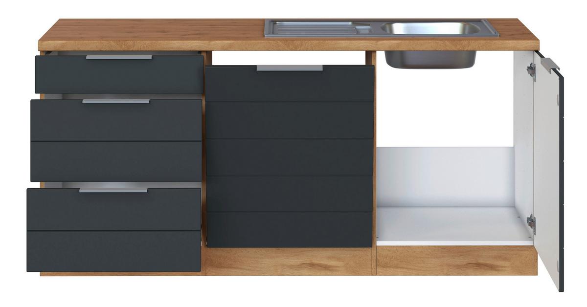 Eckküche Florenz Ohne Geräte 240x270 Cm Grau/eichefarben - Eiche Wotan/Grau, Design, Holzwerkstoff (240/270cm) - Held